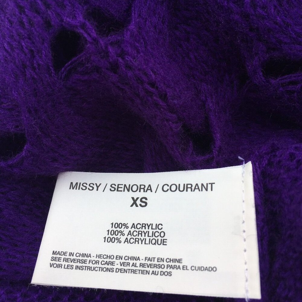 Nine West Womens Sweater sz XS Plum Purple Cowl Neck Open Thin Knit Long Sleeve - Picture 7 of 12